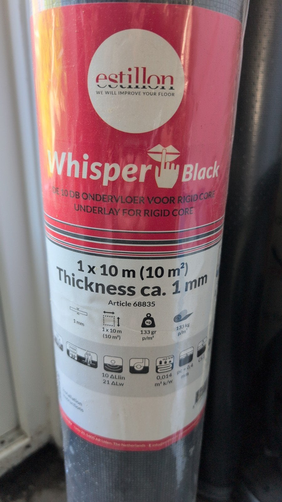 Estillon Whisper Black ondervloer 2,8 rol €65,-!!!, Ophalen, Zwart, Overige typen, Nieuw