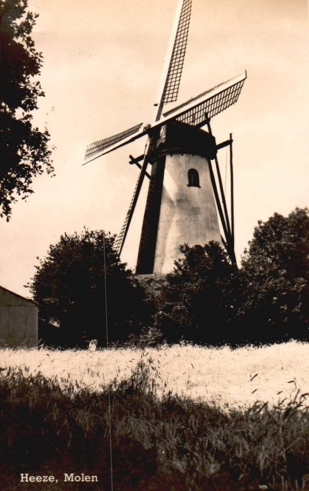 Heeze. Molen. 1958, Verzamelen, Ansichtkaarten | Nederland, Ophalen, 1940 tot 1960, Gelopen, Noord-Brabant