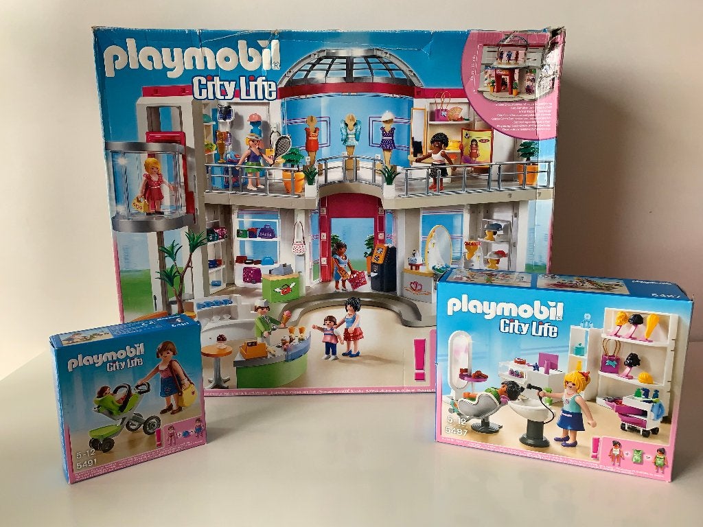 Playmobil City Life 5485 Winkelcentrum + 5487 + 5491, Kinderen en Baby's, Gebruikt, Gebouw, Ophalen of Verzenden, City life