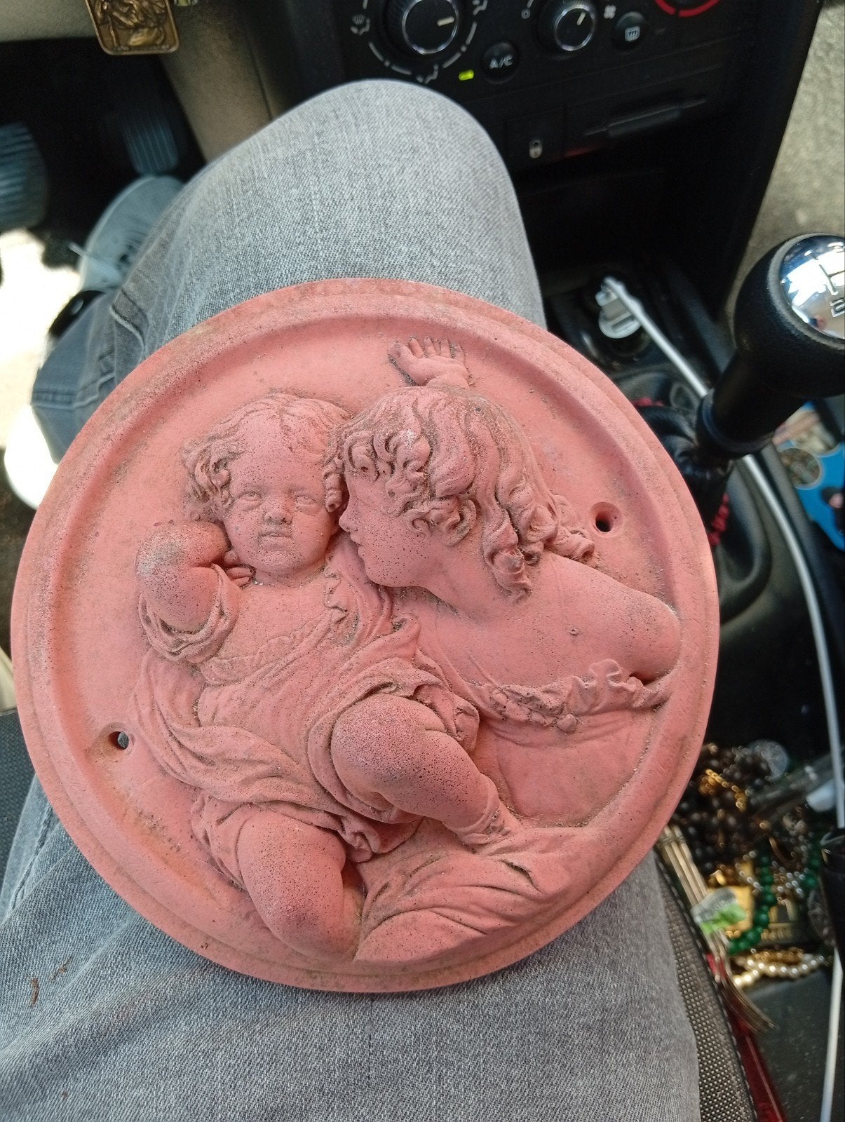 Antieke  plaquette met Maria doe een leuk bod, Ophalen of Verzenden