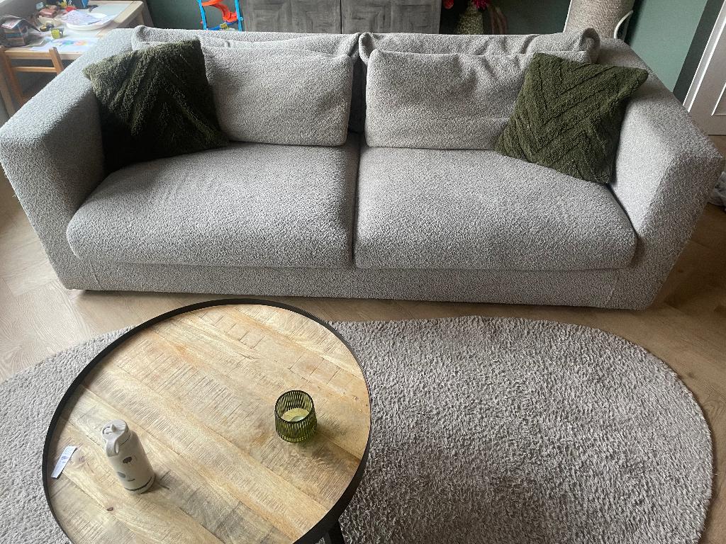 GRATIS - Umix bank Leen bakker (creme/grijs), Huis en Inrichting, Banken | Bankstellen, Ophalen, Gebruikt, Driepersoons, 75 tot 100 cm