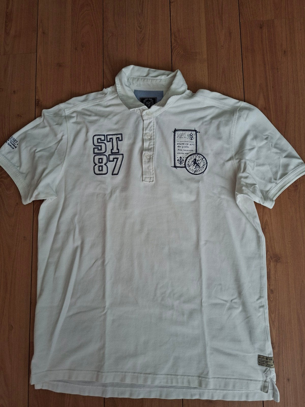 State of Art Witte Polo Shirt XL met Blauwe Emblemen, Ophalen of Verzenden, Gedragen, State of Art
