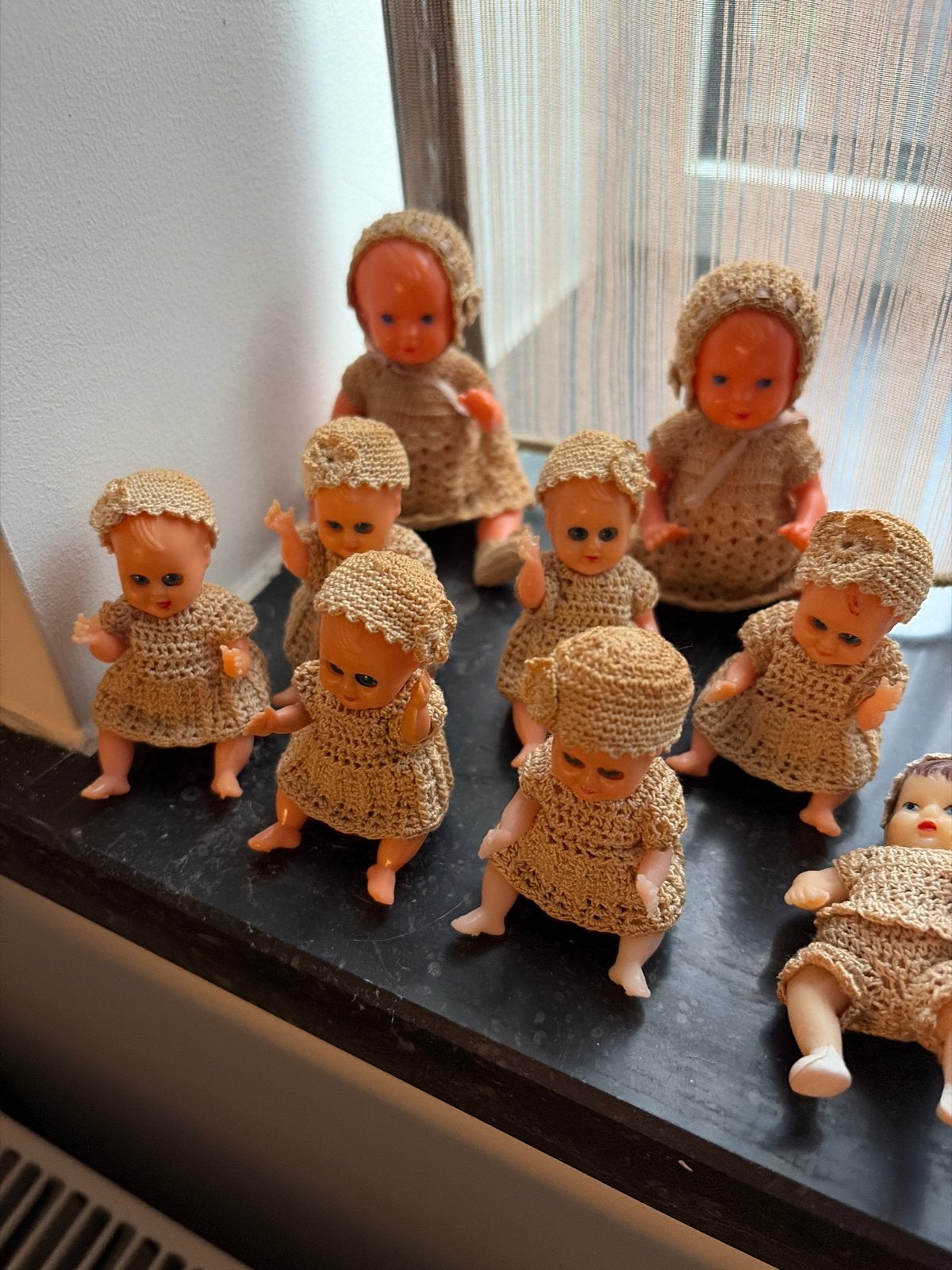 31 Vintage Babypopjes 15cm, Handgehaakte Kleding Jaren '50-', Verzamelen, Ophalen of Verzenden, Gebruikt, Babypop