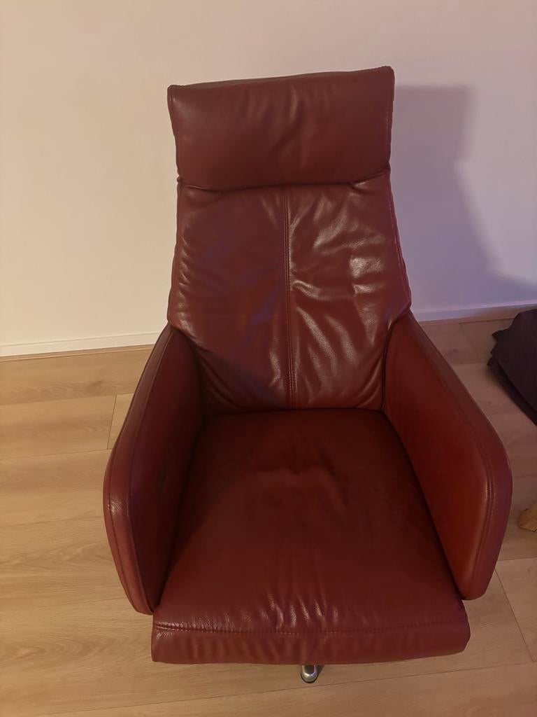 Montel Relaxfauteuil - Bordeaux Rood, Elektrisch, Ophalen, Gebruikt, Leer, 75 tot 100 cm