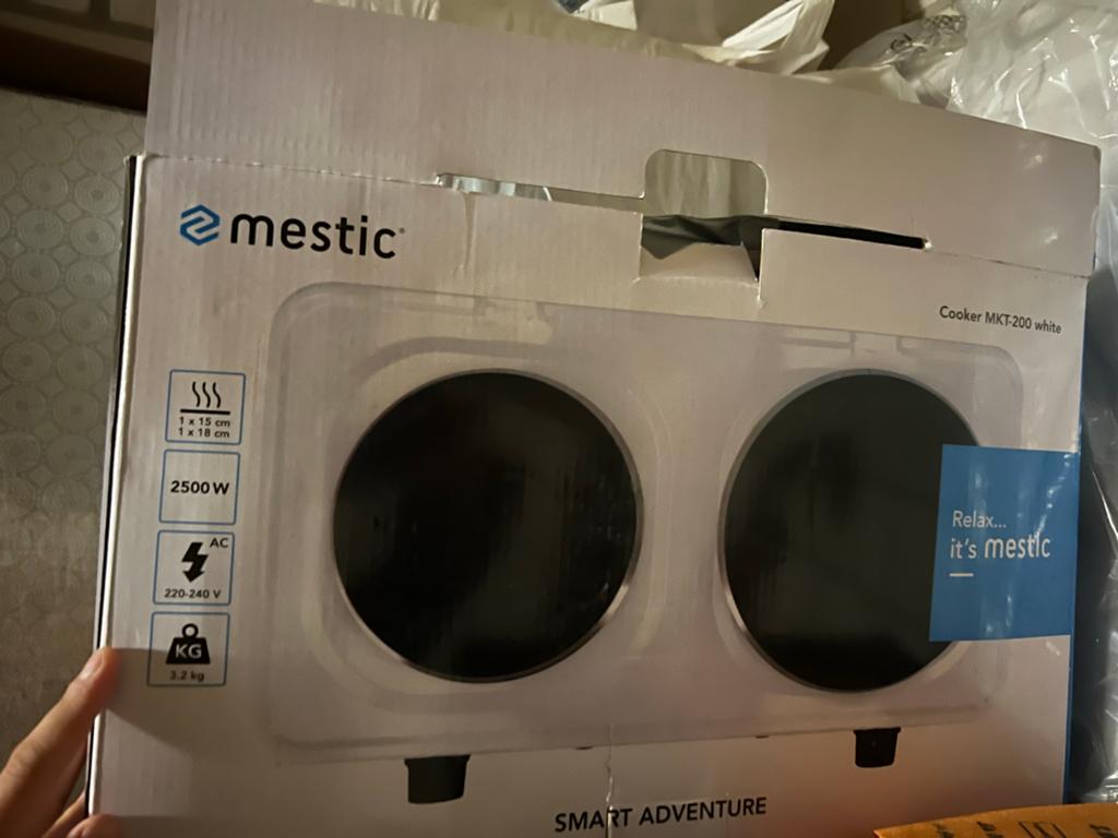 Mestic MKT-200 Elektrische Kookplaat - Wit (2500W), Nieuw, 3 kookzones of minder, Ophalen of Verzenden, Elektrisch