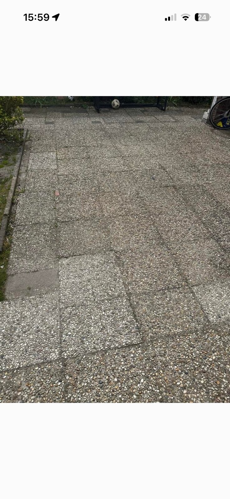 GRATIS! Flinke partij grindtegels en stoeptegels, Ophalen, Gebruikt, Beton, Terrastegels
