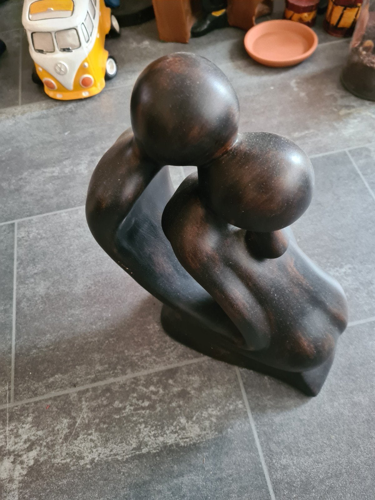 Handwerk Sculptuur Liefdespaar - Bronskleurig Polyresin, Ophalen of Verzenden