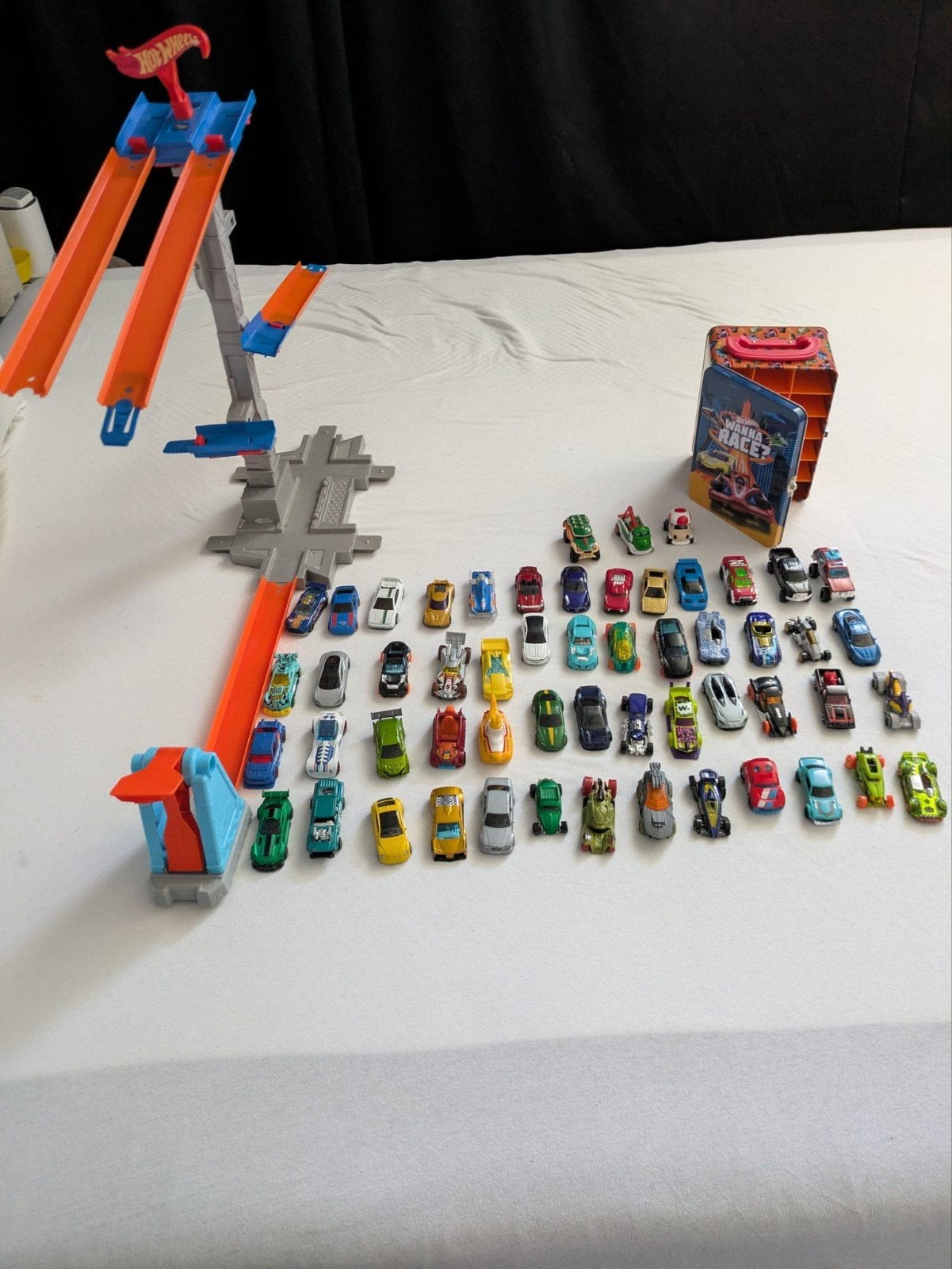 Hot Wheels Set: 55 Auto's (incl. Mario Kart) + extra's, Ophalen of Verzenden, Gebruikt