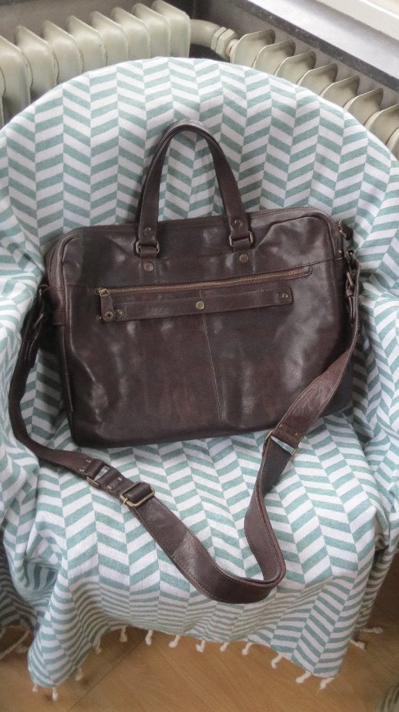 Aunts & Uncles, leren tas, laptoptas, type Amplifier, bruin, Overige merken, Bruin, Verzenden, Zo goed als nieuw