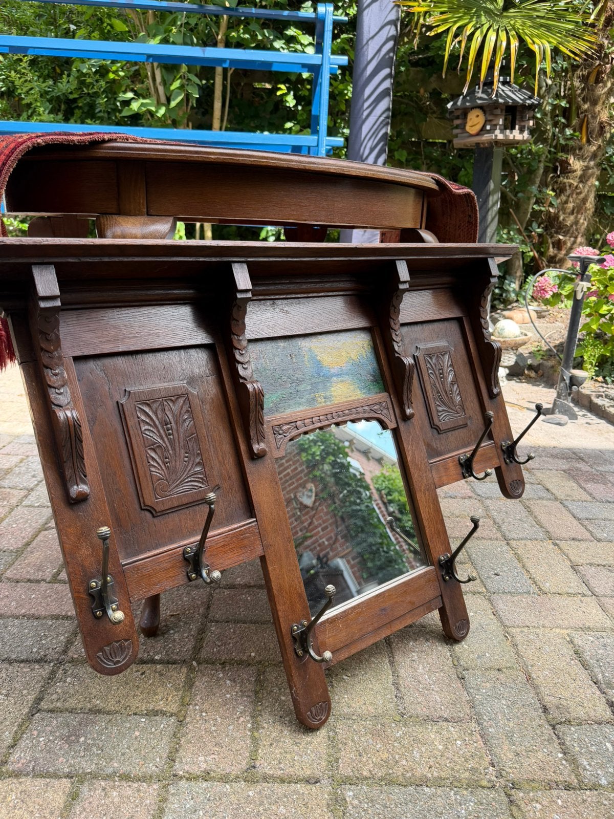 Antieke kapstok met spiegel, Antiek en Kunst, Ophalen