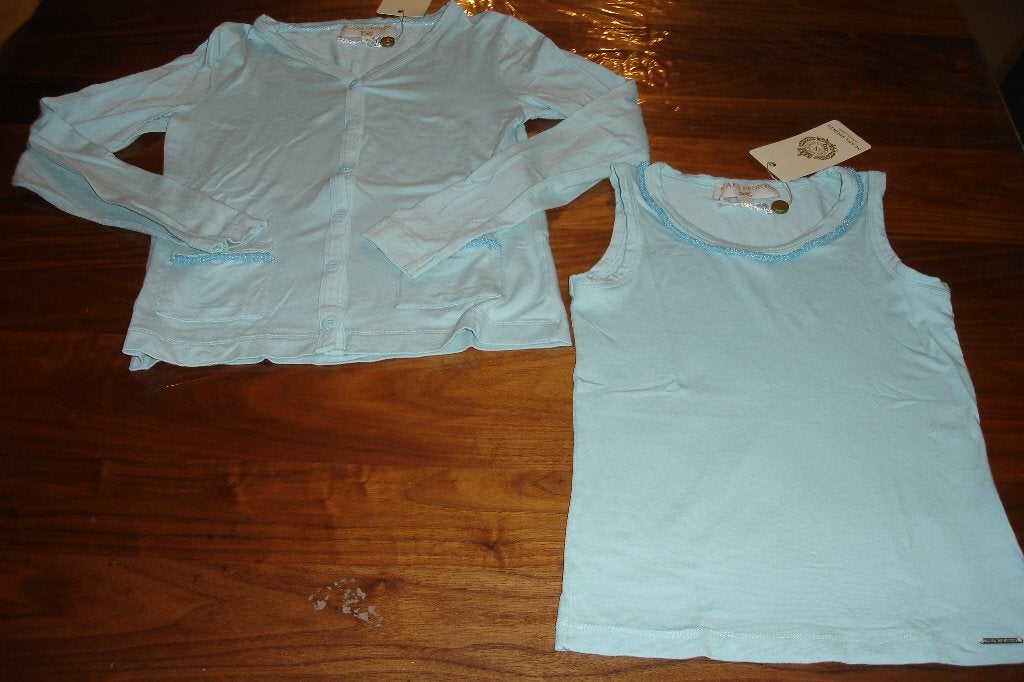 Scapa sports twinset shirt en vest in stretch blauw mt 140!, Meisje, Ophalen of Verzenden, Setje, Gebruikt