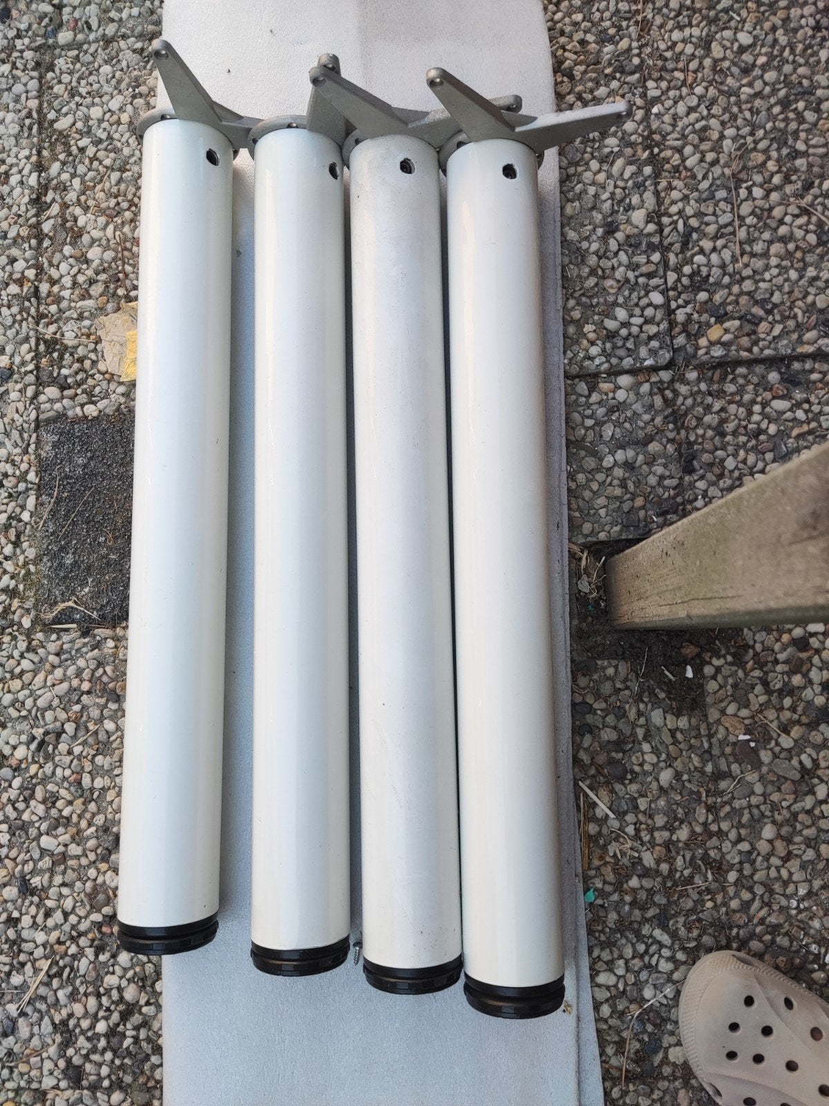 Set van 4 witte tafelpoten - Gebruikt, hoogte verstelbaar., Ophalen, Tafelpoot, Minder dan 50 cm, Gebruikt