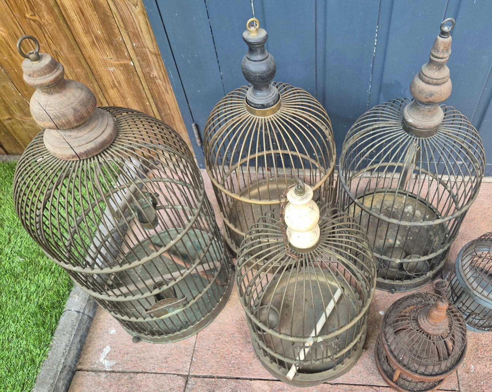 Antieke koperen messing vogelkooi vogelkooien, Ophalen