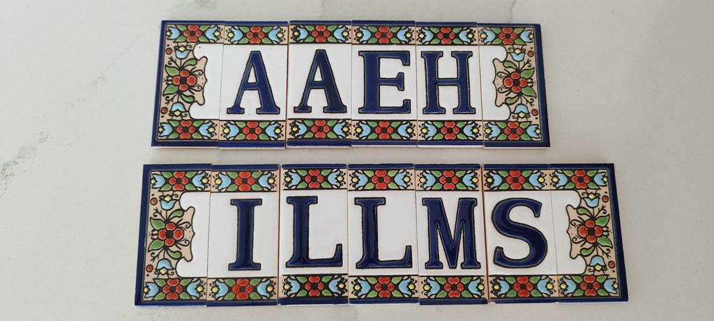 Set van 10 Spaanse Azulejos met letters en decoratie, Ophalen of Verzenden