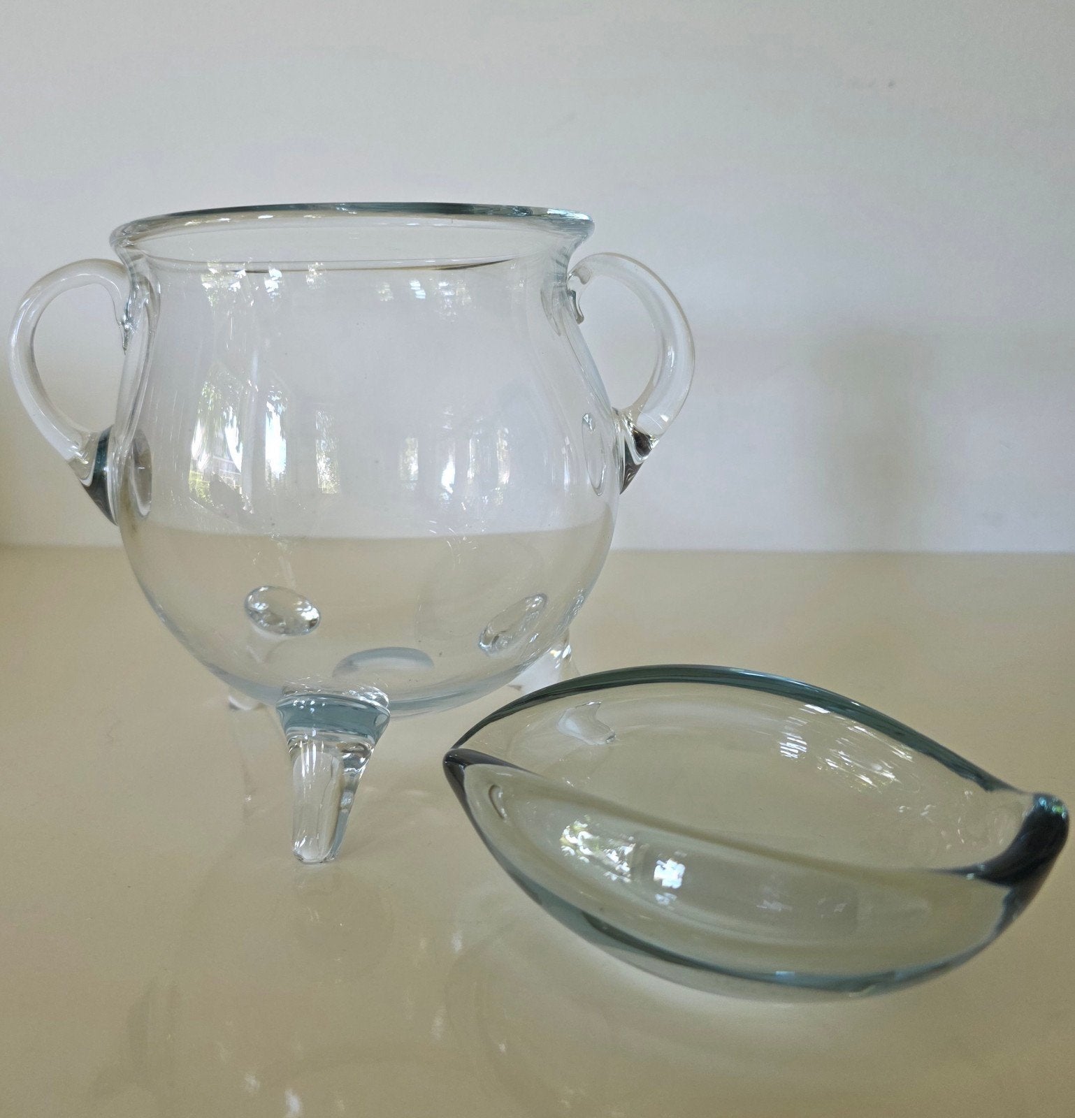 2 x Holmegaard Denmark glazen items, schaaltje en Jydepotte, Antiek en Kunst, Ophalen of Verzenden
