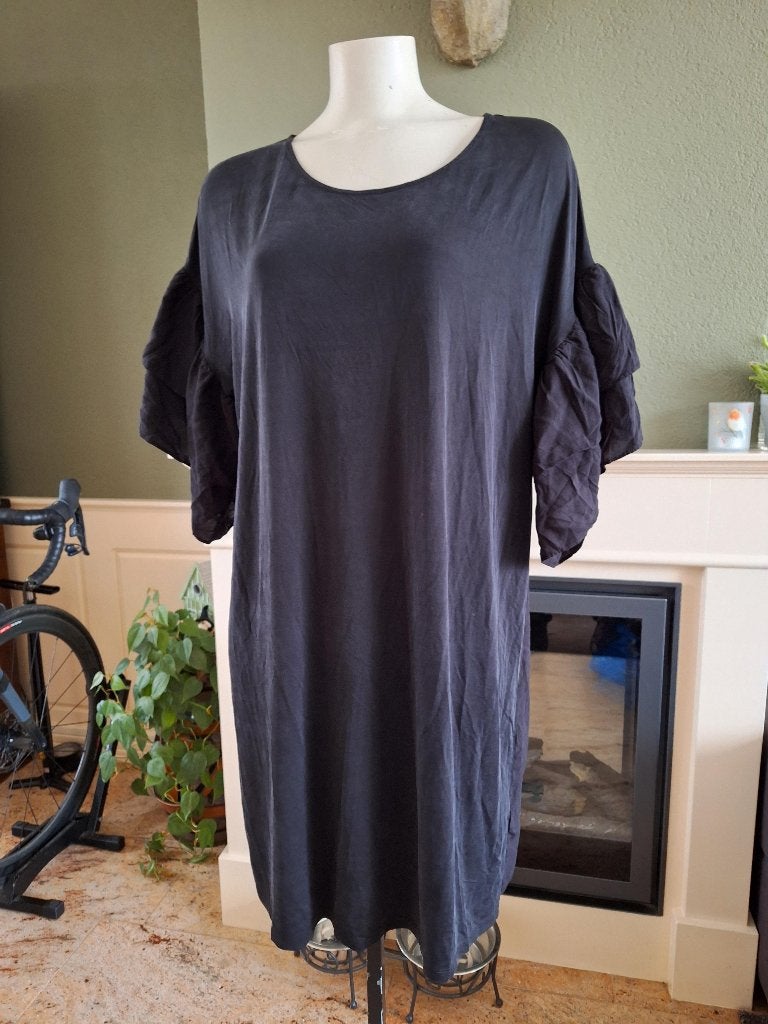 Minimum trompet mouw zwart basic jurk LBD 44 XL 46, Minimum, Verzenden, Zwart, Maat 46/48 (XL) of groter