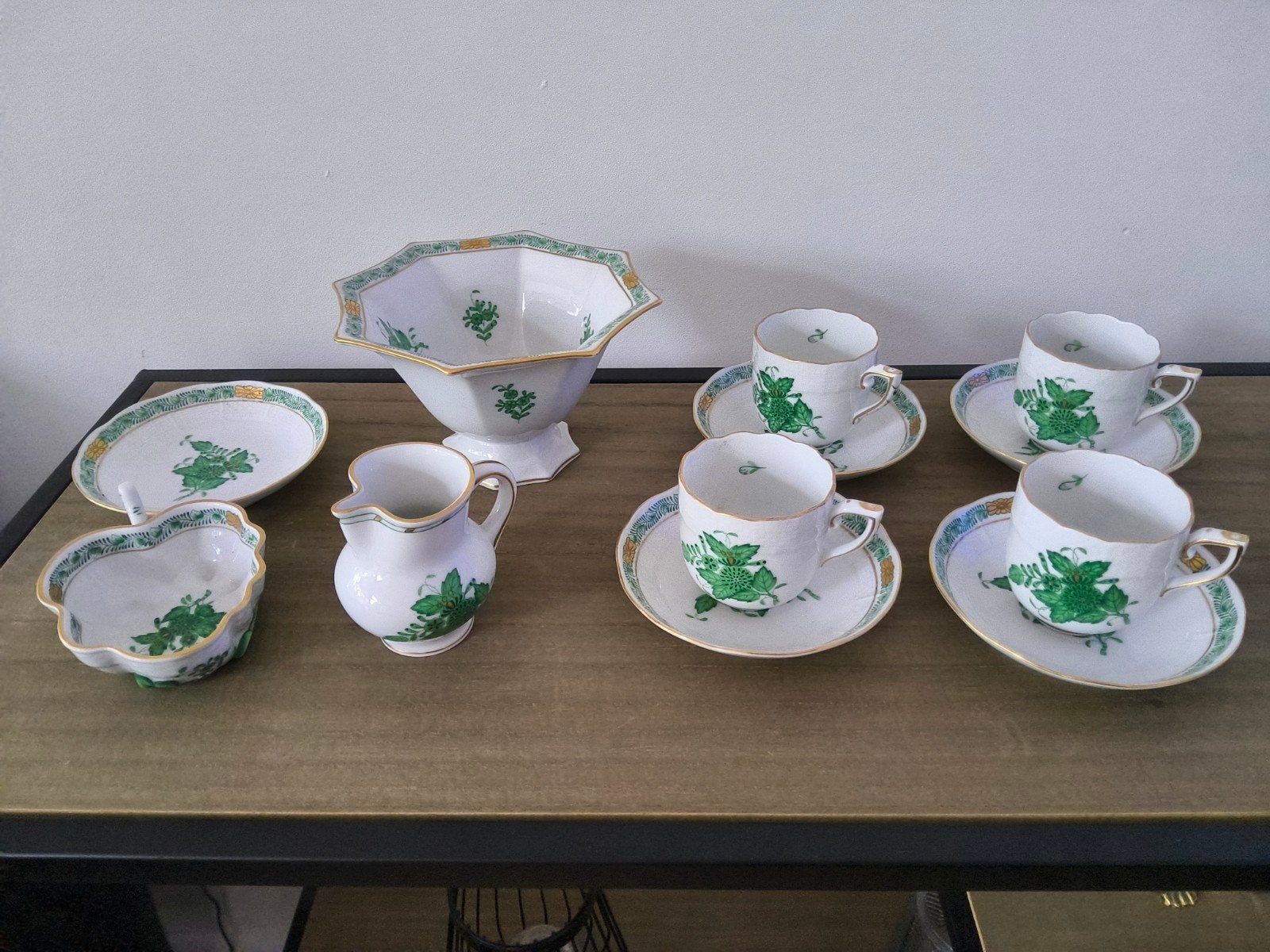 Herend Apponyi  green porseleinen koffie servies, Ophalen