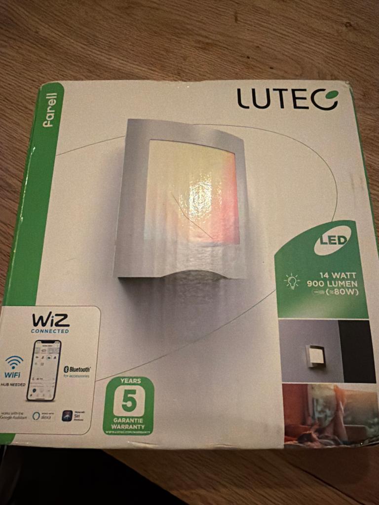 Lutec Farell LED Buitenlamp 14W - Smart Wandlamp, Overige materialen, Minder dan 50 watt, Wandlamp, Nieuw
