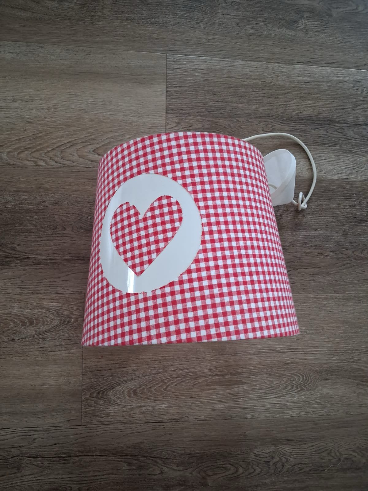 Lampenkap met aansluiting geruit en hart motief., Ophalen of Verzenden, Zo goed als nieuw, Roze