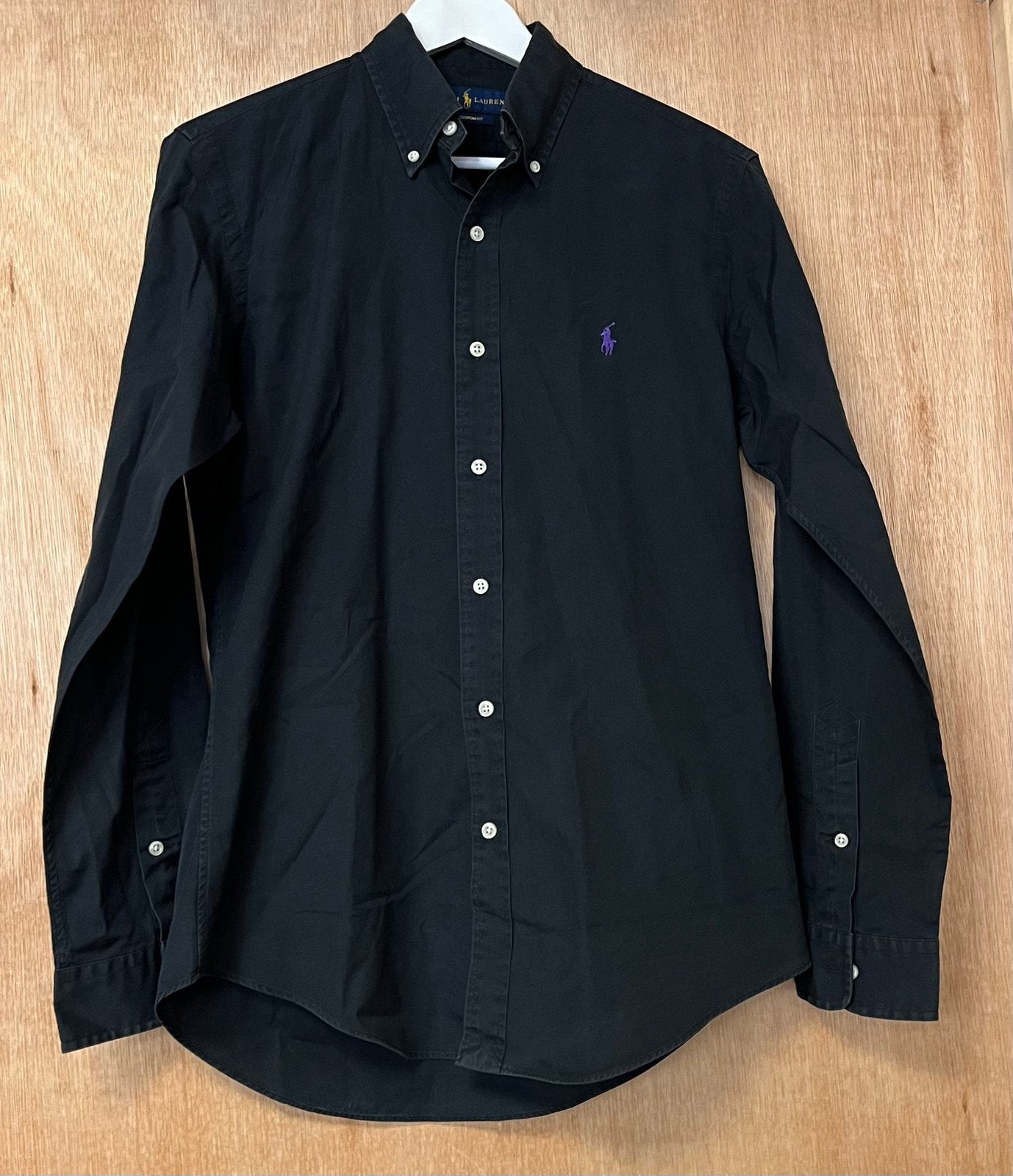 Ralph Lauren custom fit overhemd zwart - Maat S, Ophalen of Verzenden, Zo goed als nieuw, Zwart, Halswijdte 39/40 (M)