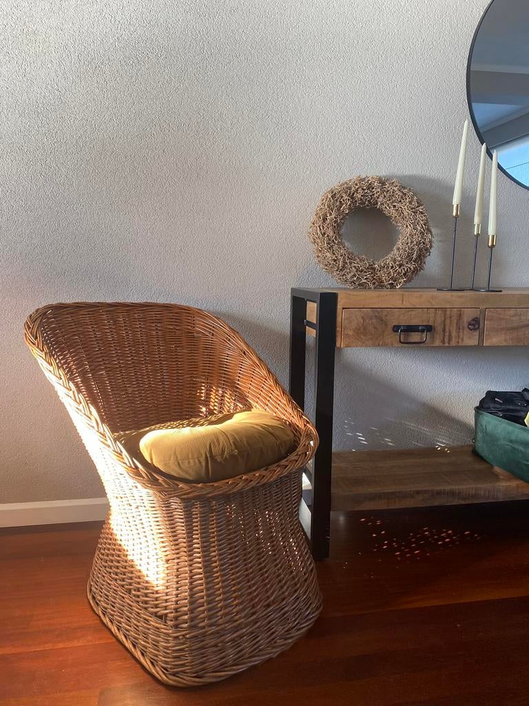 Vintage rotan kuipstoel jaren 60, Huis en Inrichting, Stoelen, Ophalen