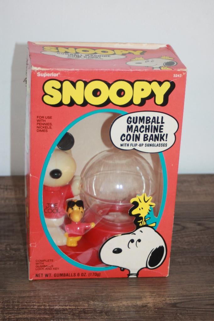 Vintage - Snoopy - Gumball Machine Coin Bank 80's U.S.A., Verzamelen, Ophalen of Verzenden, Snoopy, Gebruikt, Beeldje of Figuurtje