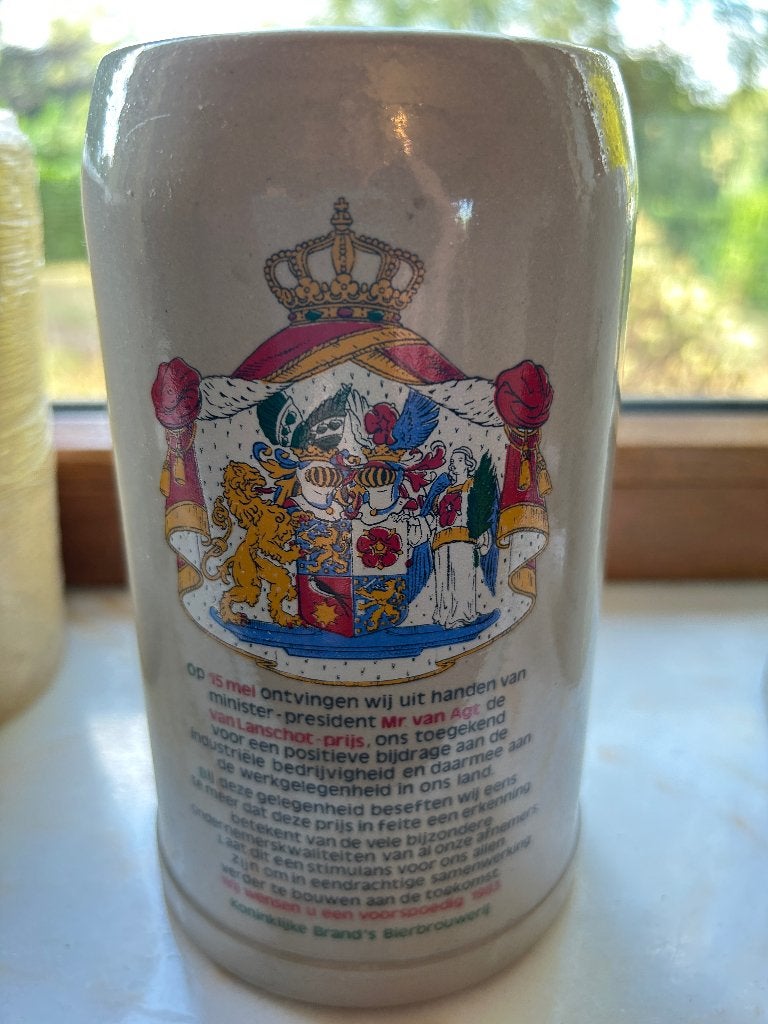 Vintage Brand's Bierbrouwerij Pul - Van Lanschot Prijs, Verzamelen, Biermerken, Ophalen, Zo goed als nieuw, Pul(len), Brand
