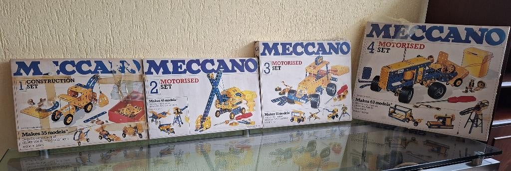 Set van 4 Vintage Meccano dozen 1 t/m 4. Ongebruikt / NOS, Antiek en Kunst, Ophalen