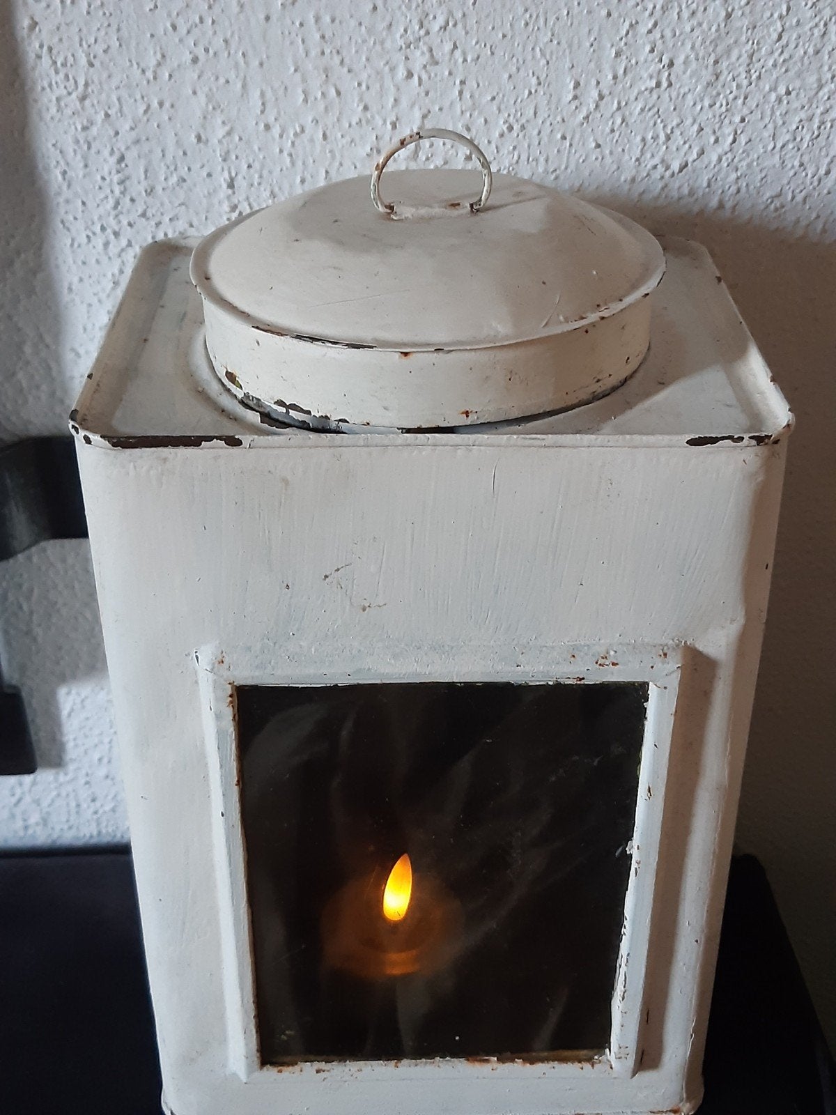 Kandelaar ijzeren "windlicht"shabby "blik" stoer brocante, Antiek en Kunst, Curiosa en Brocante, Ophalen of Verzenden