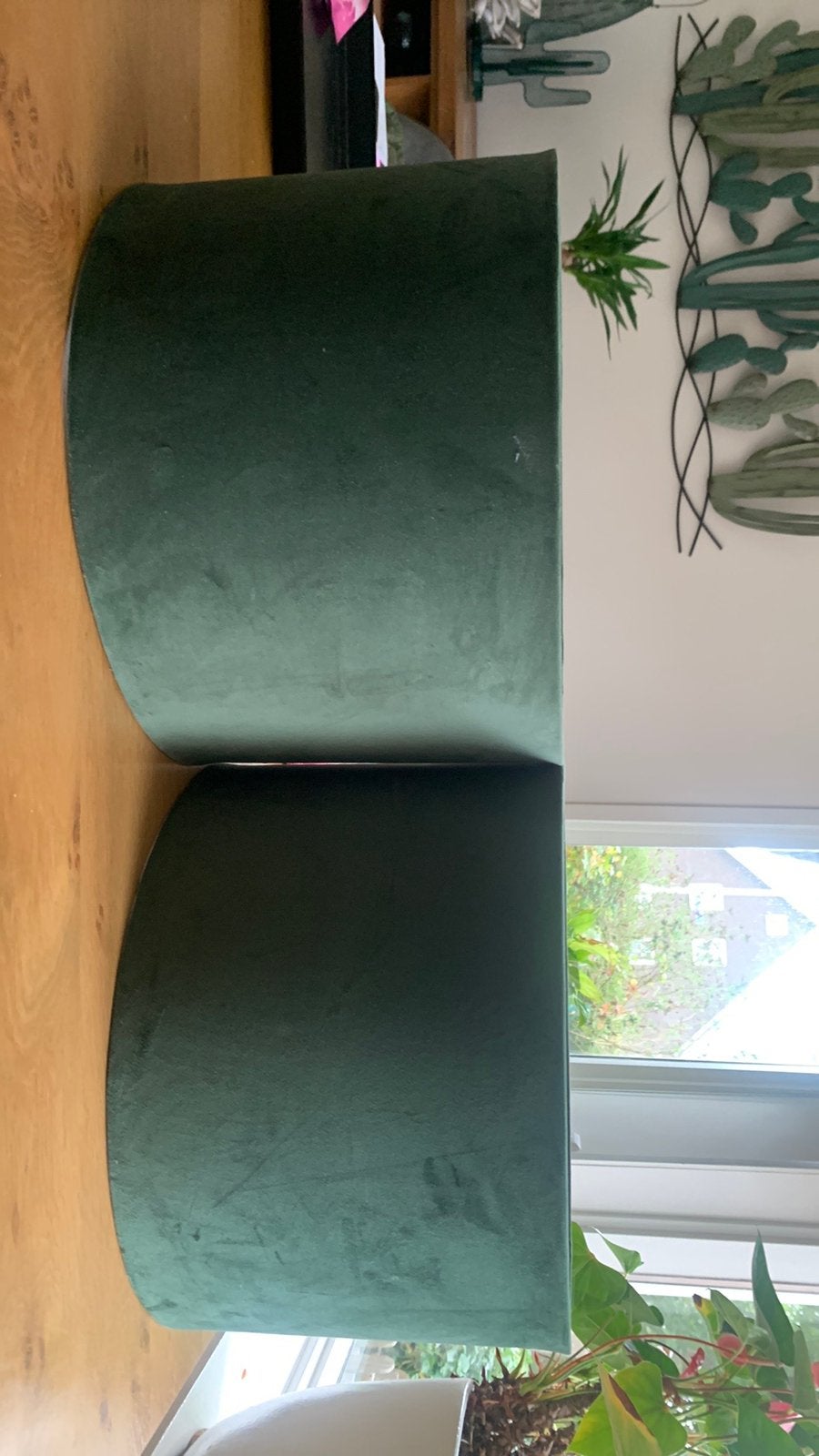 2x groene velours lampenkap, Huis en Inrichting, Lampen | Lampenkappen, Ophalen, Zo goed als nieuw