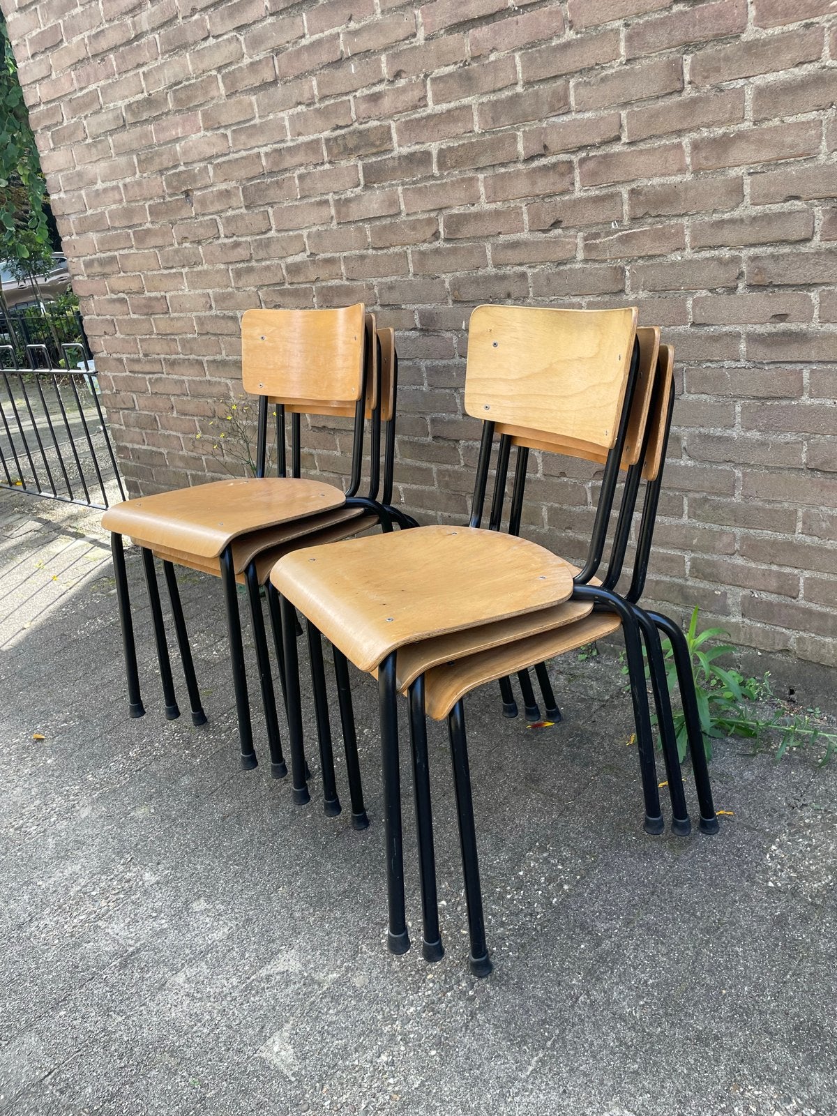 Set van 6 retro schoolstoelen - Vintage design, Huis en Inrichting, Ophalen, Gebruikt, Overige kleuren, Vijf, Zes of meer stoelen
