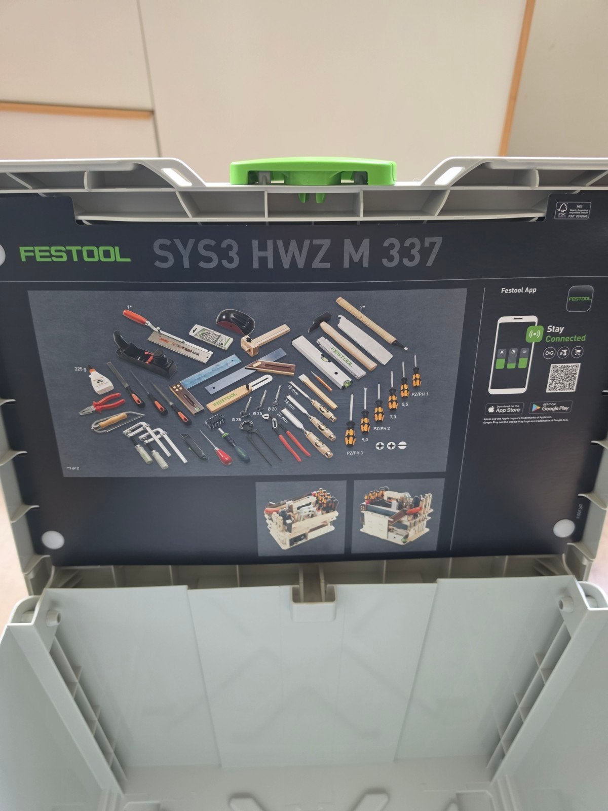 Festool SYS3 HWZ M 337 Gereedschapskist met Houten Inlay, Ophalen, Zo goed als nieuw, Gereedschapsopslag, Festool