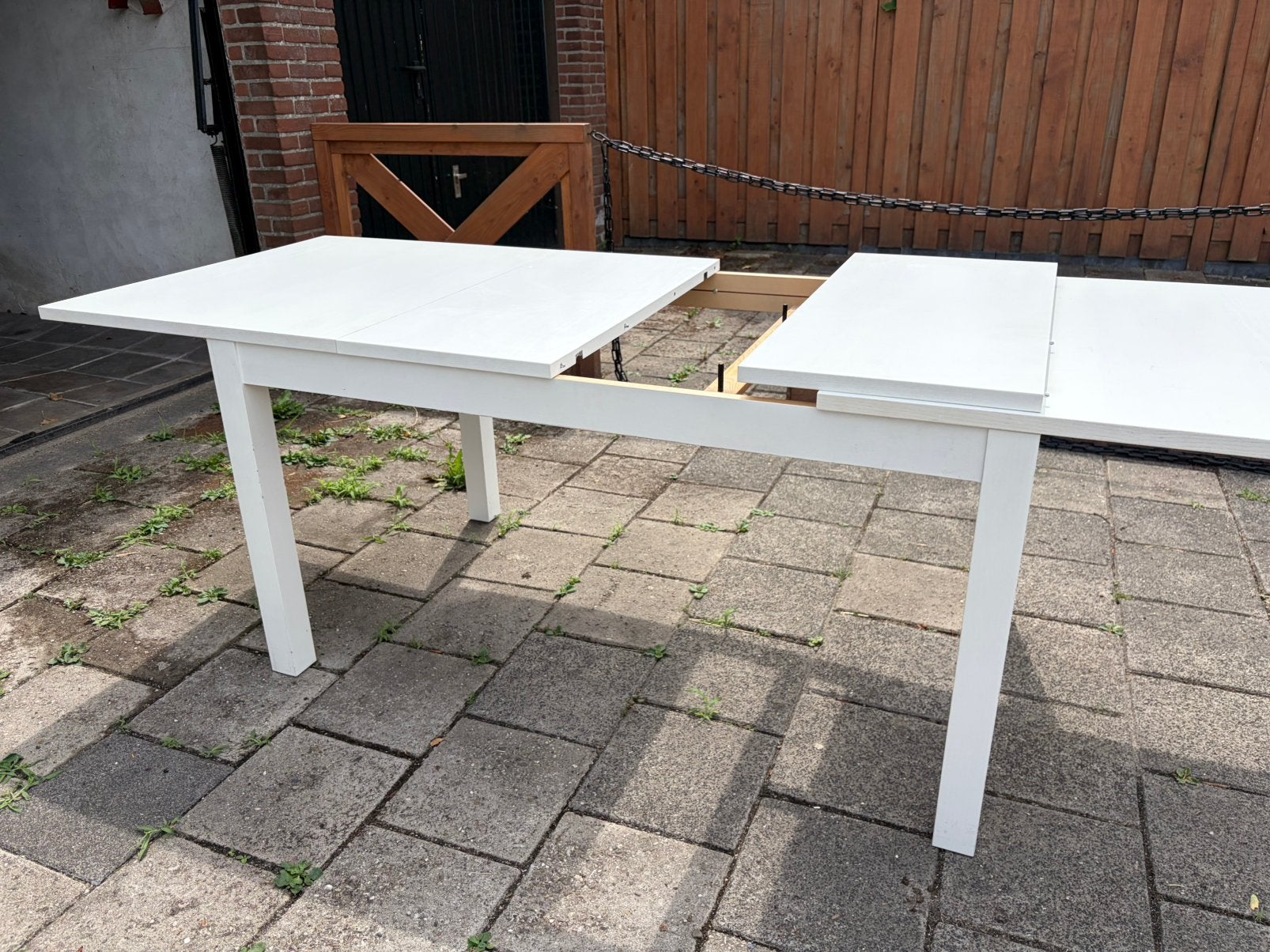 Uitschuifbare tafel, Tuin en Terras, Tuintafels, Ophalen, Gebruikt, Rechthoekig, Hout