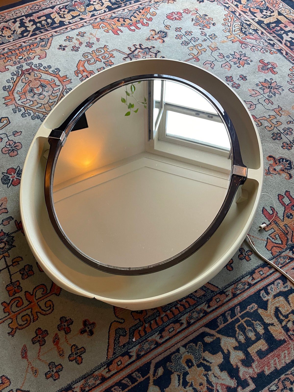 Vintage Allibert Wandleuchtspiegel A 1366 met verlichting, Huis en Inrichting, Ophalen of Verzenden, Gebruikt, Ovaal, 75 tot 100 cm
