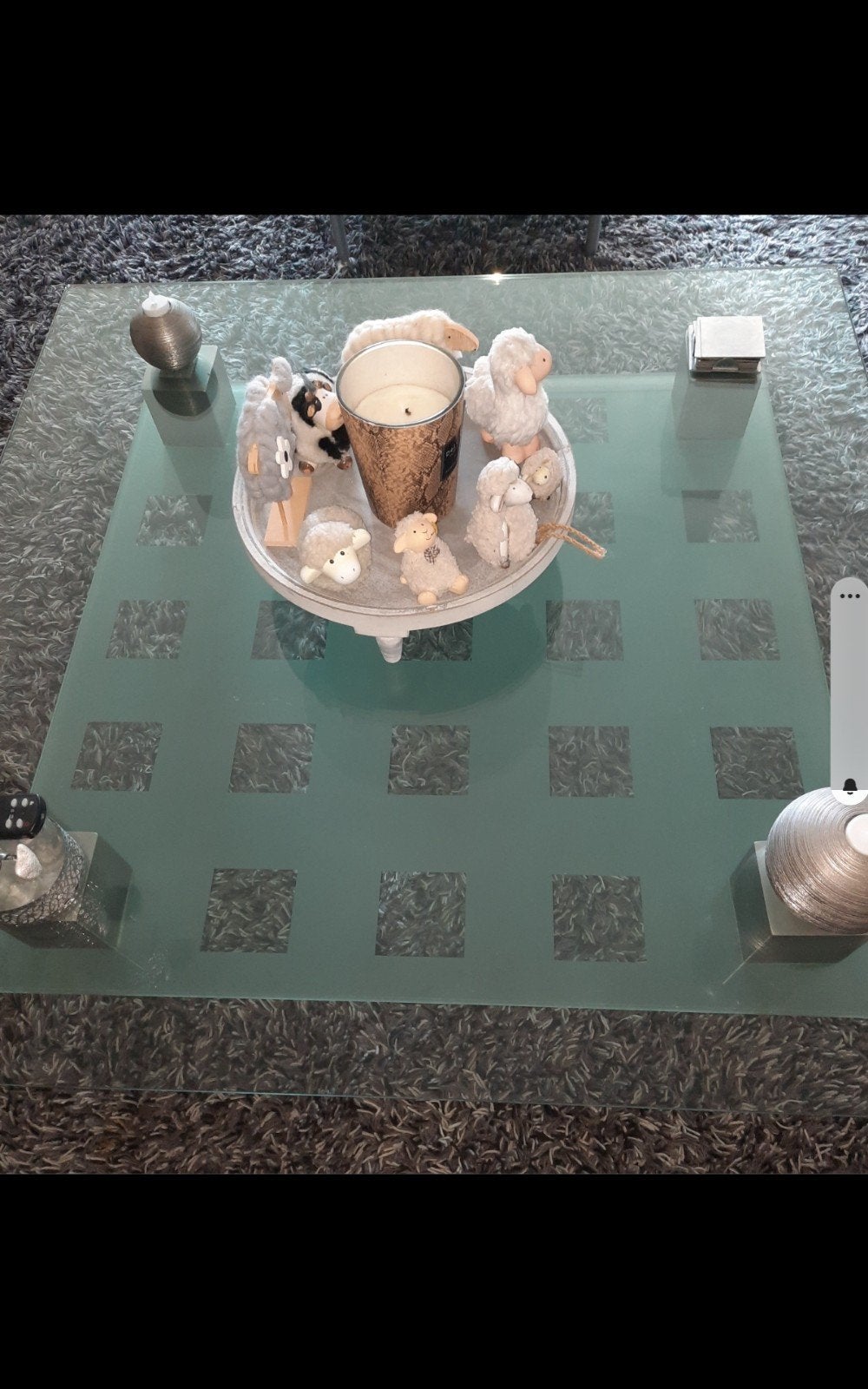 Glazen salontafel met dubbel blad, Huis en Inrichting, Tafels | Salontafels, Ophalen, Gebruikt, Vierkant, Glas
