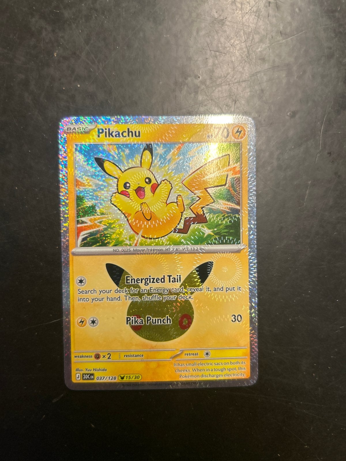 Pikachu Holo 037/128 Pokemon kaart, Hobby en Vrije tijd, Ophalen of Verzenden, Zo goed als nieuw, Losse kaart, Foil