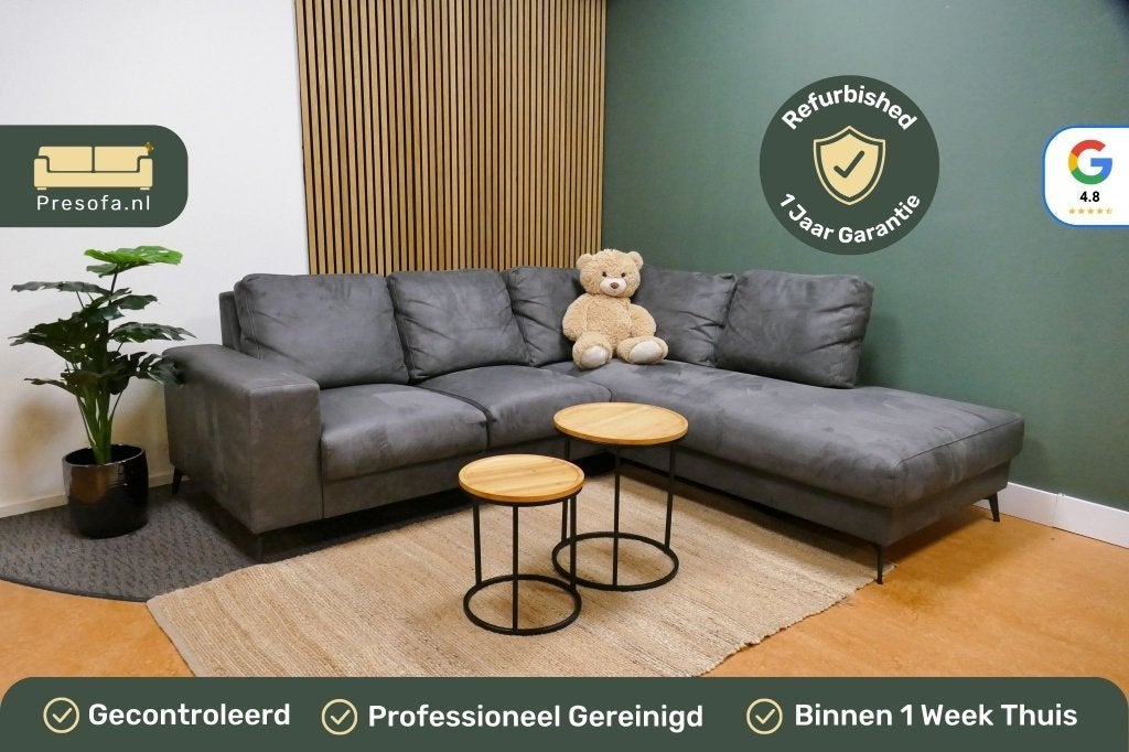 Hoekbank Microvezel Antraciet [Refurbished], -, -, Hoekbank, Ophalen of Verzenden