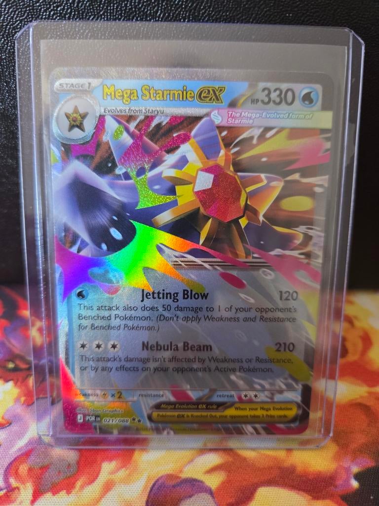 Pokemon Kaart Mega Starmie EX 021/088 NM, Ophalen of Verzenden, Zo goed als nieuw, Losse kaart, Foil