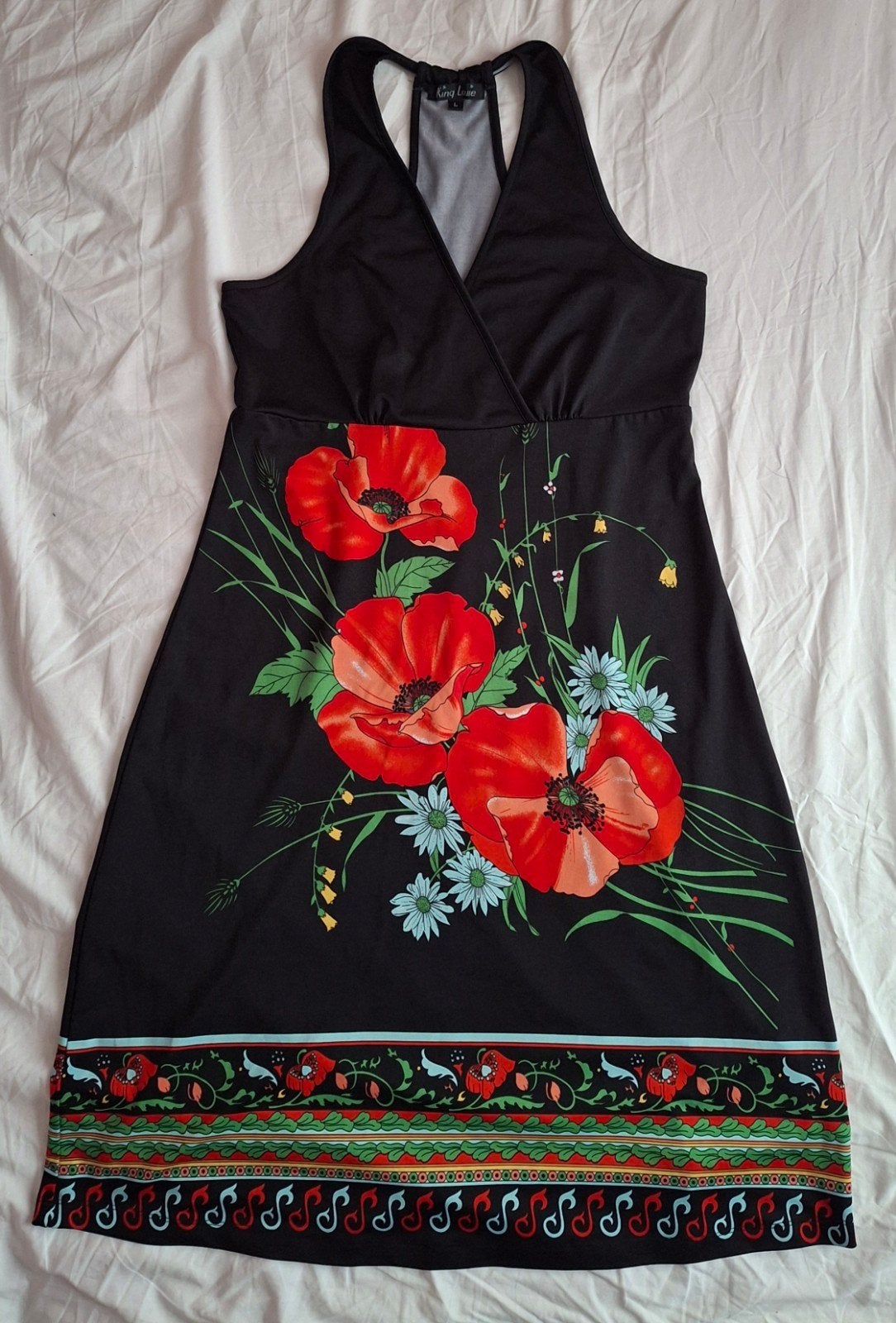King Louie jurk met bloemenprint - Maat L, Zwart, Maat 42/44 (L), Ophalen of Verzenden, Zo goed als nieuw