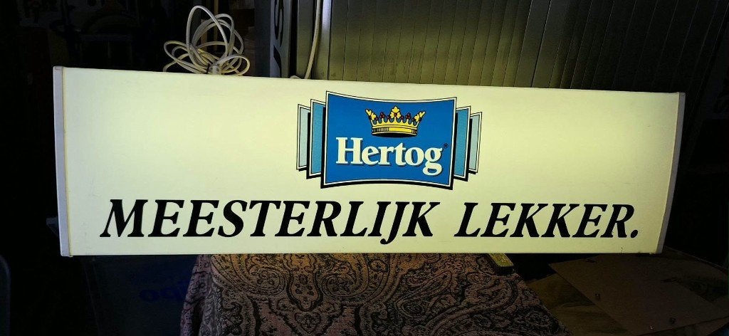 Vintage dubbelzijdige Hertog ijs lichtbak, lichtreclame., Ophalen, Gebruikt, ., Lichtbak of (neon) lamp