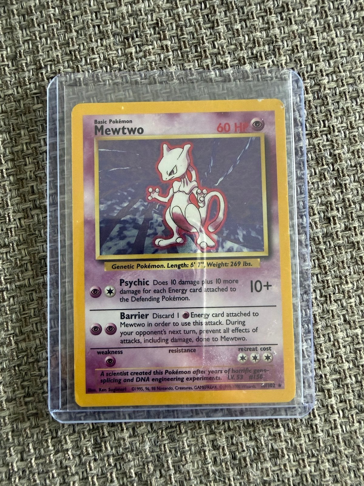 Mewtwo Pokémon kaart - Basic Pokémon 60 HP, Ophalen of Verzenden, Gebruikt, Losse kaart