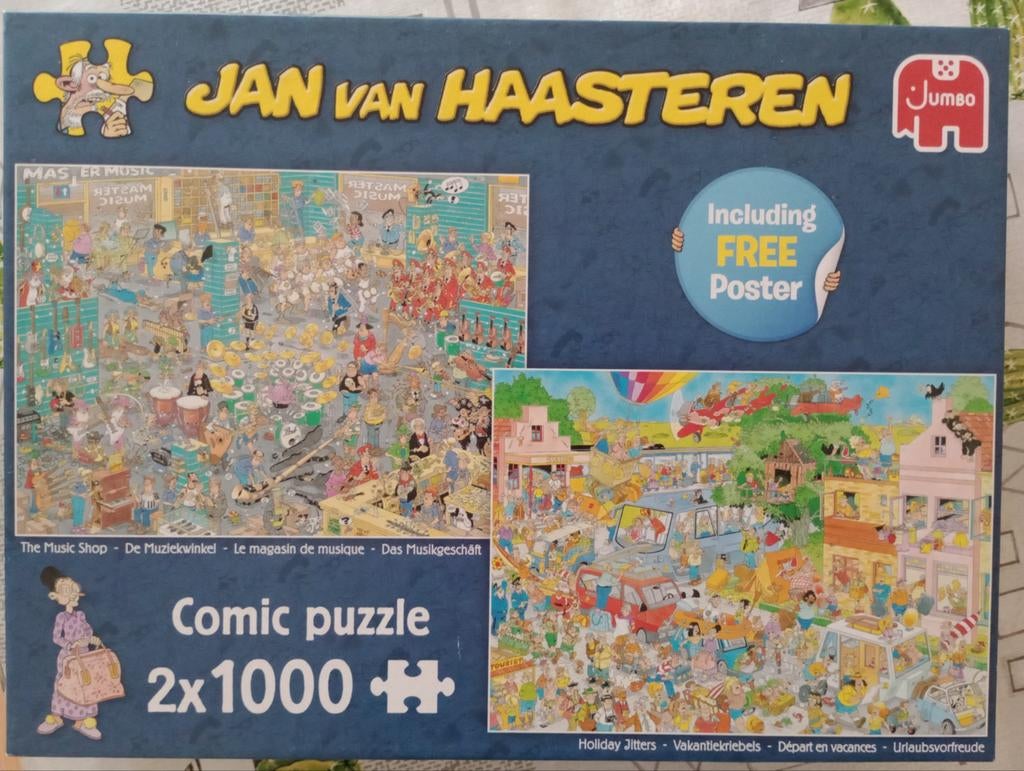 JvH 2 x1000 stukjes; De Muziekwinkel/vakantiekriebels, Ophalen, 500 t/m 1500 stukjes, Zo goed als nieuw, Legpuzzel