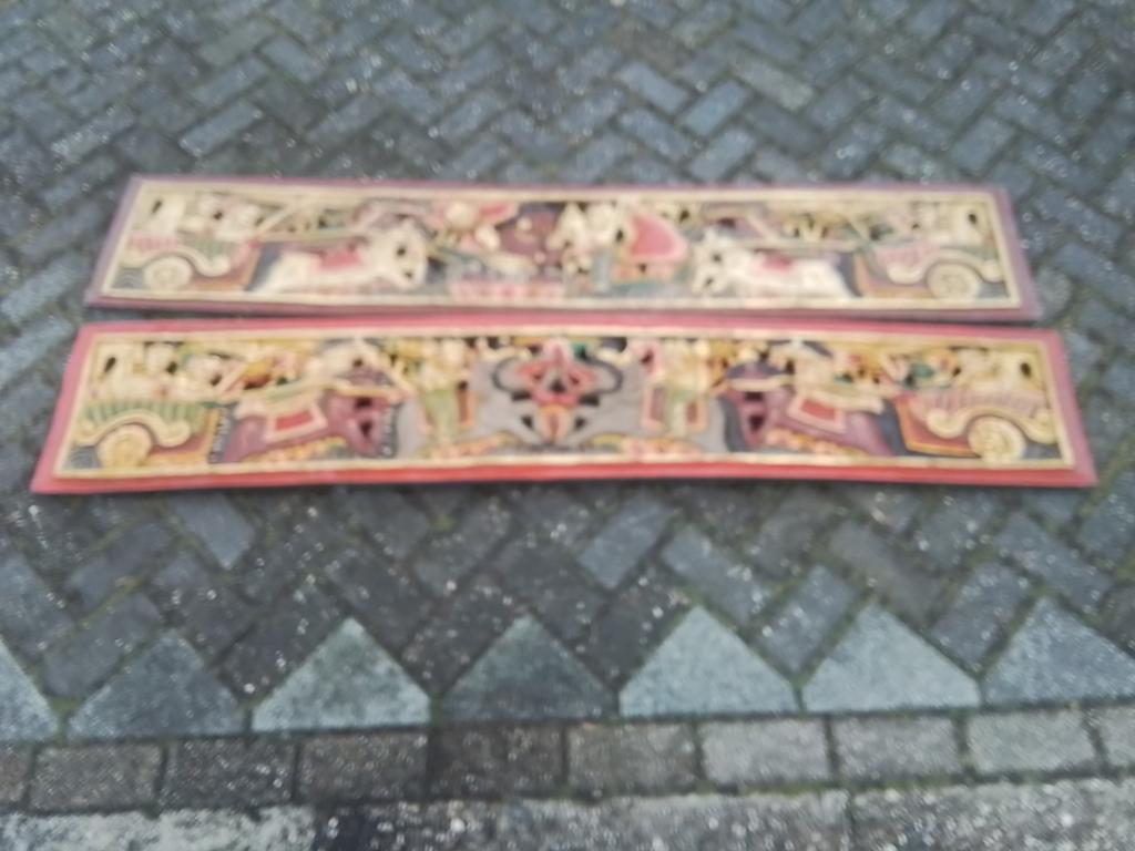 Houtsnij panelen  193 x 33 cm 2 stuks, Antiek en Kunst, Kunst | Beelden en Houtsnijwerken, Ophalen
