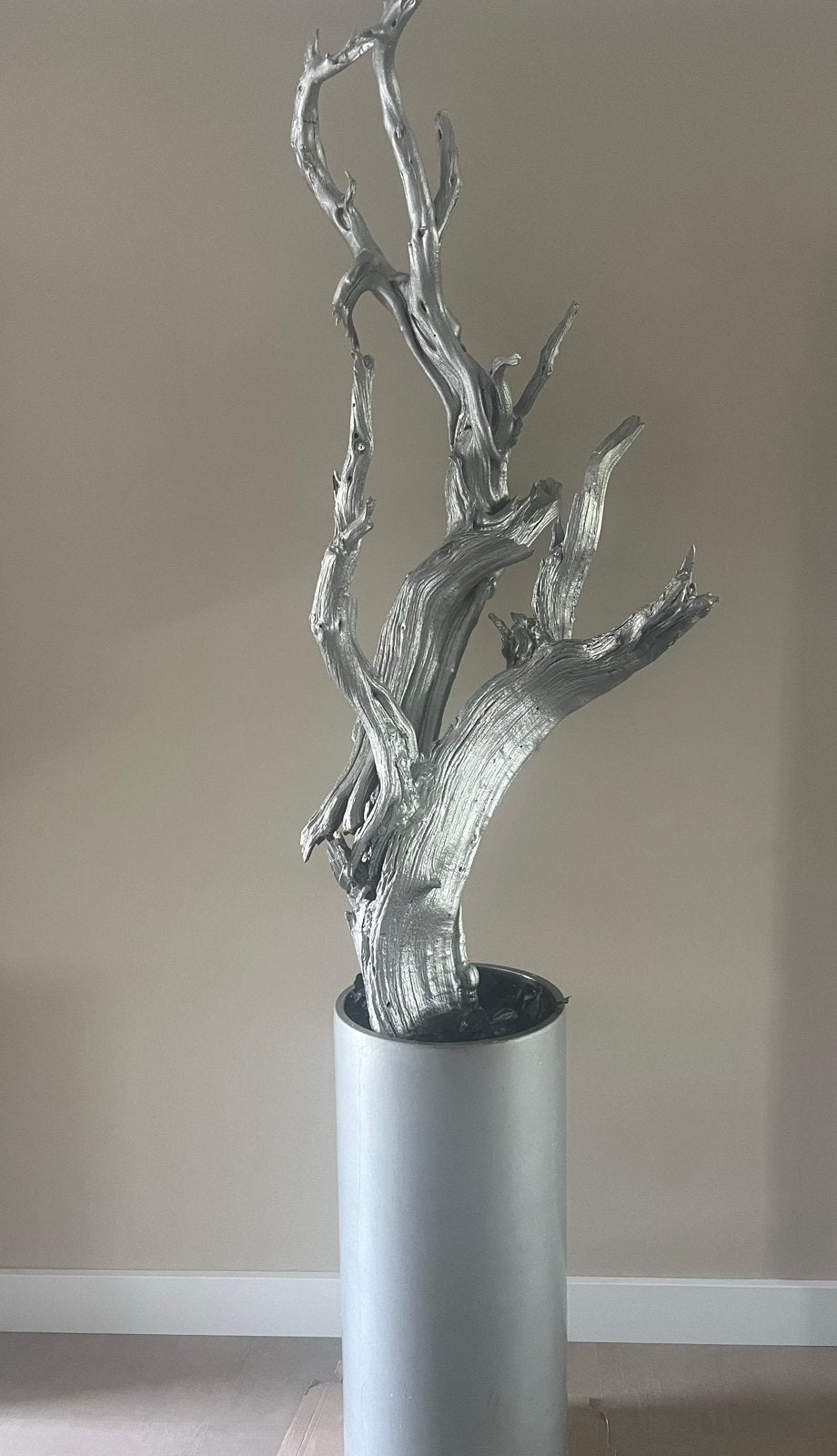 Design decoratie boomstronk in pot – modern interieur object, Ophalen, Zo goed als nieuw, Overige kleuren, 75 cm of meer