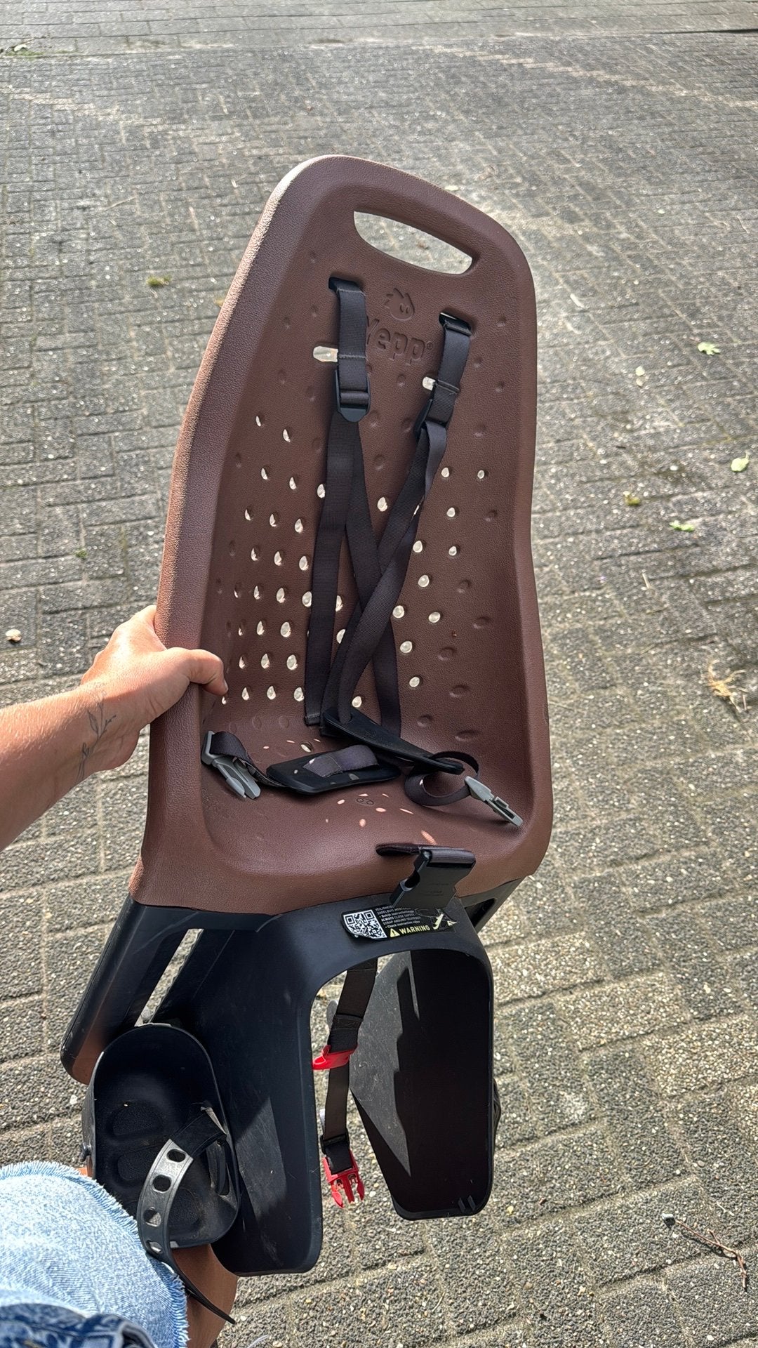 Yepp fietsstoeltje bruin, Fietsen en Brommers, Fietsaccessoires | Fietsstoeltjes, Ophalen, Gebruikt