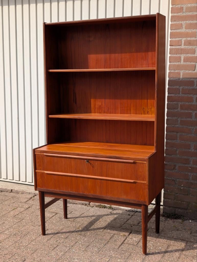 Vintage Deense Teak Houten Kast / Boekenkast Jaren 60, Antiek en Kunst, Antiek | Meubels | Kasten, Ophalen of Verzenden