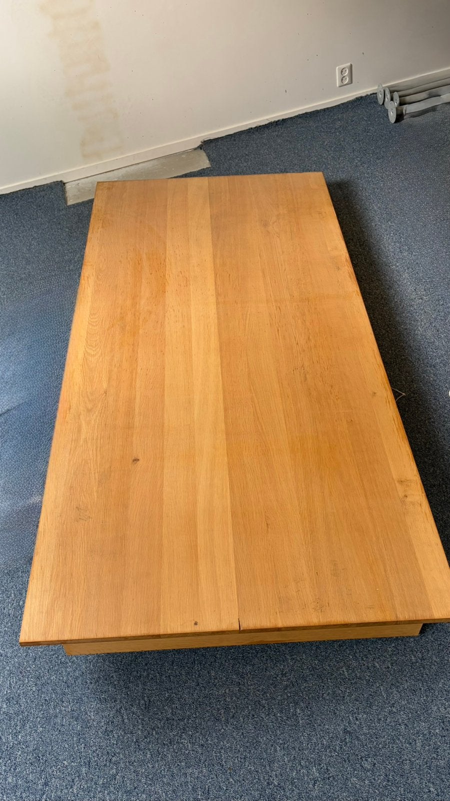 Grote eiken eettafel  + stoelen 230x105x80cm (kleur blank), Ophalen