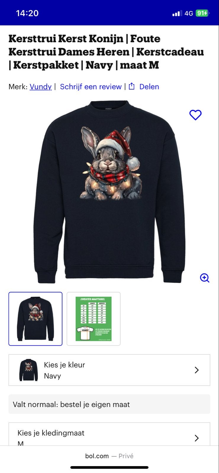 Kersttrui Kerst Konijn | Foute Kersttrui Dames Heren | Navy, Ophalen, Nieuw, Maat 38/40 (M), Blauw
