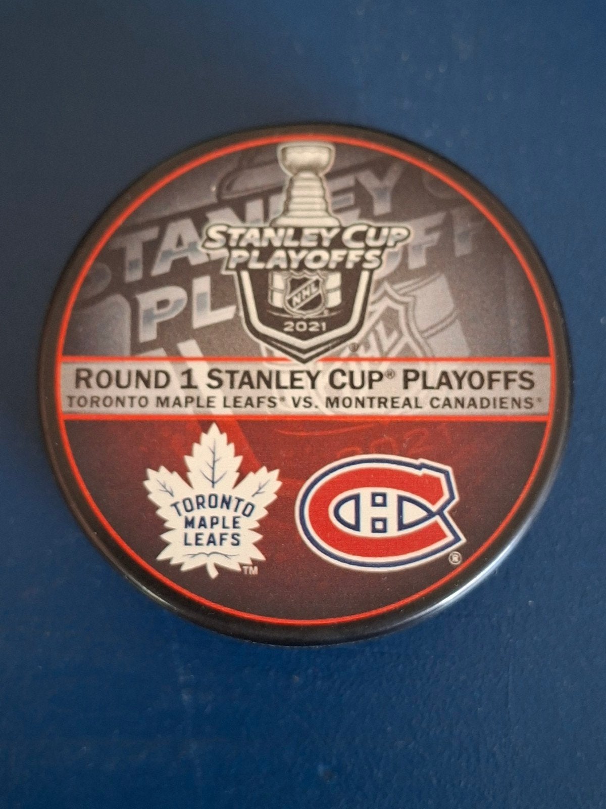 NHL Stanley Cup playoffs 2021 Puck Leafs vs Habs round 1, Sport en Fitness, IJshockey, Ophalen of Verzenden, Puck