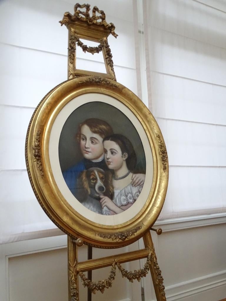 Oude pastel in vergulde lijst, Ophalen
